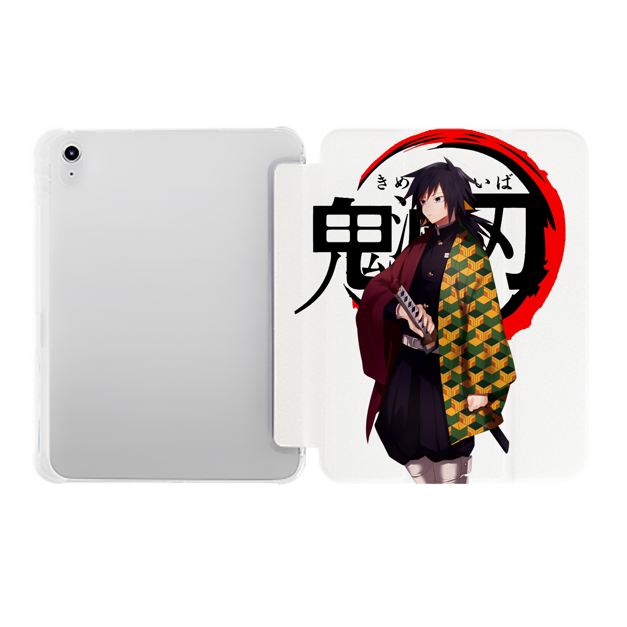 （画像用） 鬼滅の刃（きめつのやいば）水柱-冨岡 義勇／とみおか ぎゆう Tomioka Giyuu IPad ケース ペン収納付き 三つ折りスタンド PUレザー×シリコン 対応機種9.5/10.5/10.9インチ